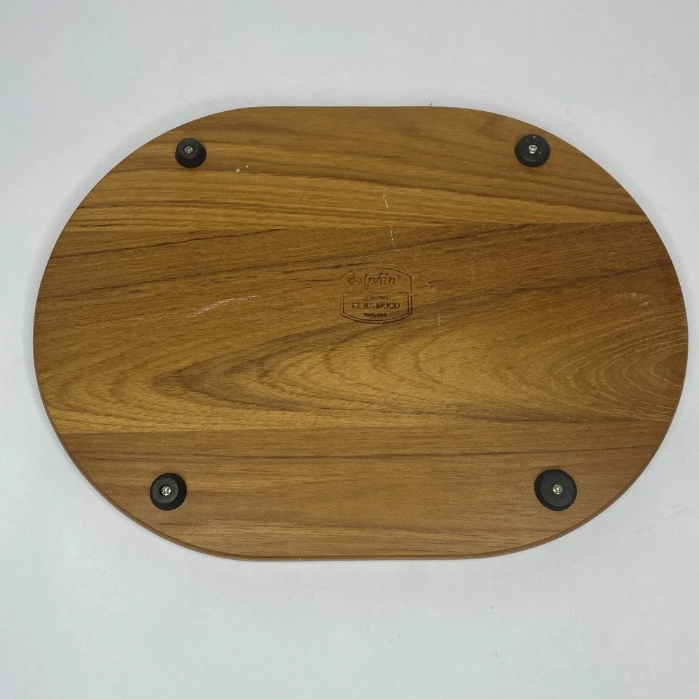 DOLPHIN‎ Teakwood Cutting  Cheese Board Charcuterie Tray Marble Serving Platter